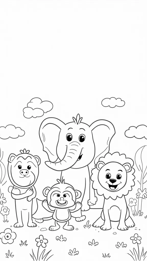 coloriages d’animaux de dessin animé